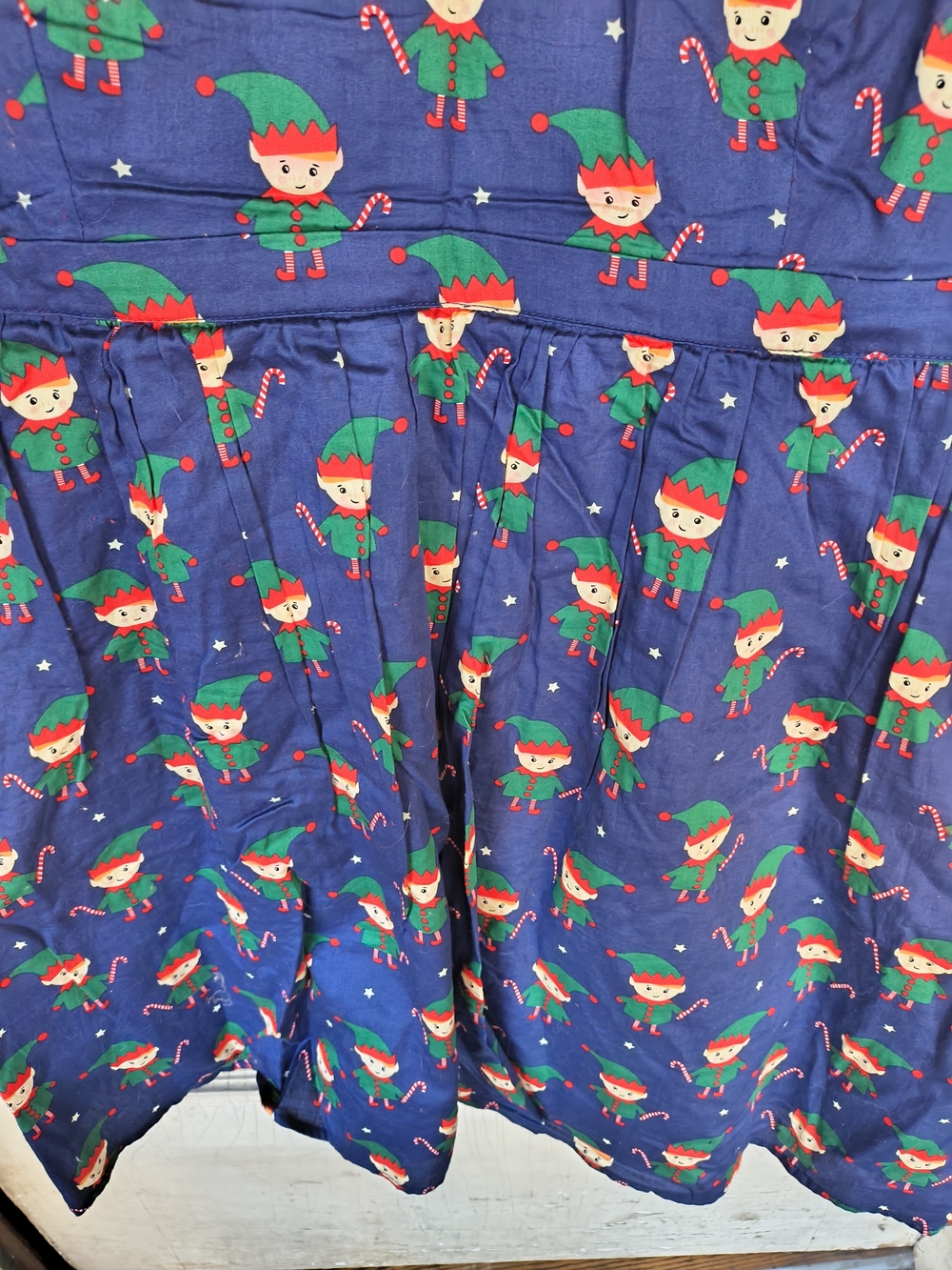 ModCloth What’s The Scoop A-Line Dress Navy Elf Holiday Christmas Print 2X - Picture 7 of 12